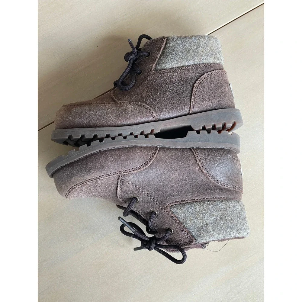 UGG Neumel Orin Wool Leather Suede‎ Brown Boots Toddler Size 8 Side Zip